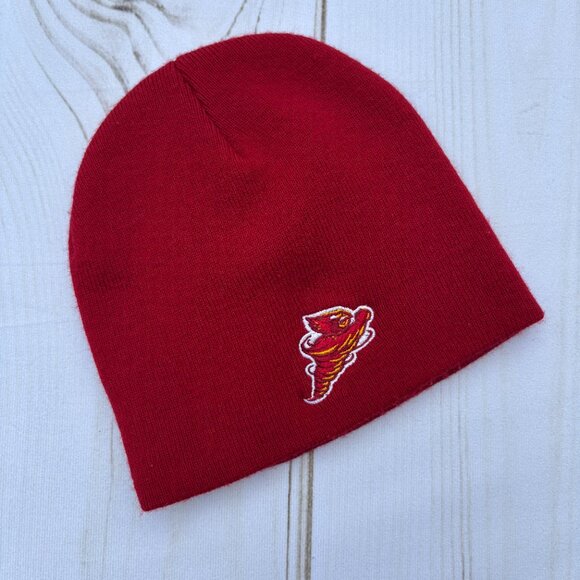 Iowa State Cyclones Knit Beanie Hat Red Yellow Embroidered Licensed 100% Acrylic - Picture 2 of 8